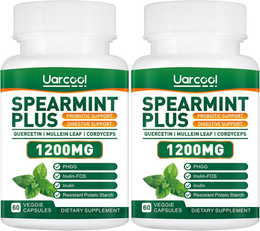 1200mg Uarcool Spearmint Plus Softgels for Digestive, Skin, and Stomach Health - USA Made & Tested - 60 Softgels (2 Bottles)
