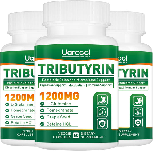 1200mg Vegan Tributyrin Supplement for Gut Health - Butyrate Digestive Supplement for Leaky Gut, Colon, Microbiome - 180 Softgels