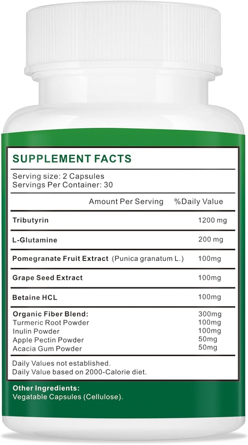 1200mg Vegan Tributyrin Supplement for Gut Health - Butyrate Digestive Supplement for Leaky Gut, Colon, Microbiome - 180 Softgels