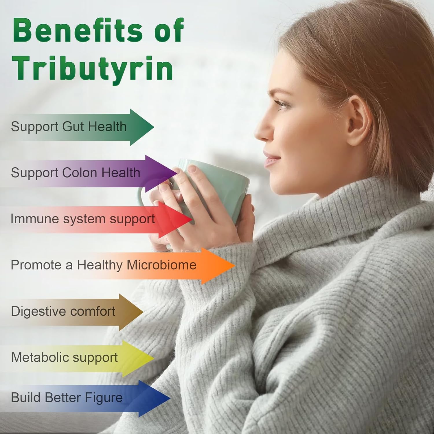 1200mg Vegan Tributyrin Supplement for Gut Health - Butyrate Digestive Supplement for Leaky Gut, Colon, Microbiome - 180 Softgels