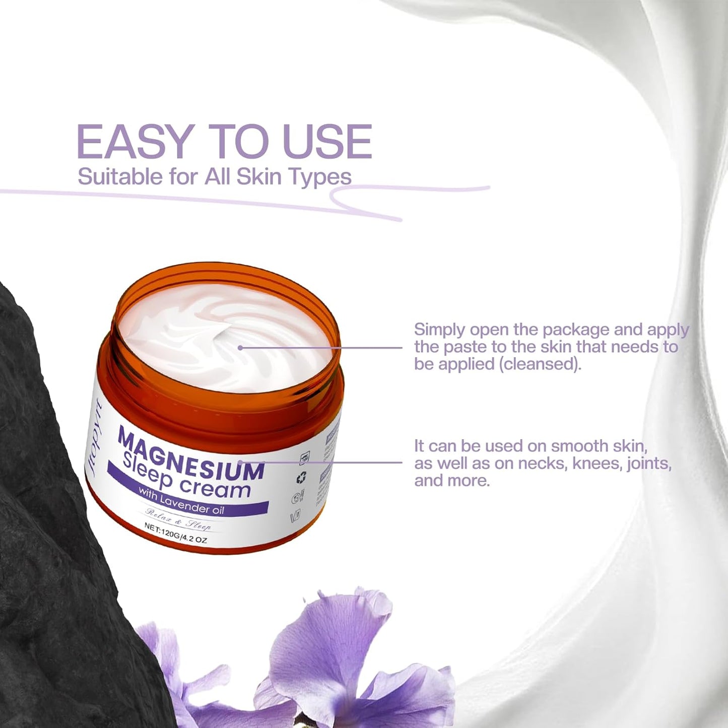 120g Jtopyrt Magnesium Sleep Cream with Lavender Oil for Leg Cramps Pain Relief - Moisturizing Topical Lotion Safe for Kids