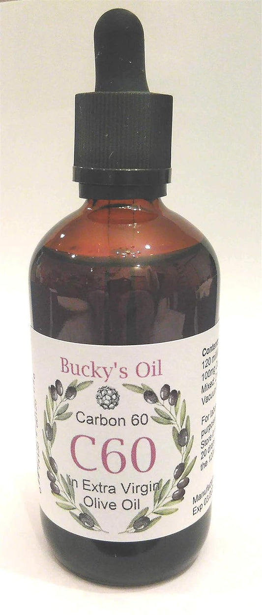 120ml Bucky's Oil C60: Extra Virgin Olive Oil Infused with 100mg 99.95% Carbon 60