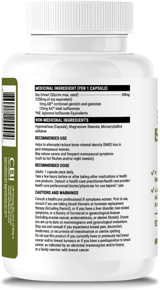 1250 mg Strength CBI Natural Super Soy Isoflavones Extract - 120 Vegan Capsules for 4-Month Supply