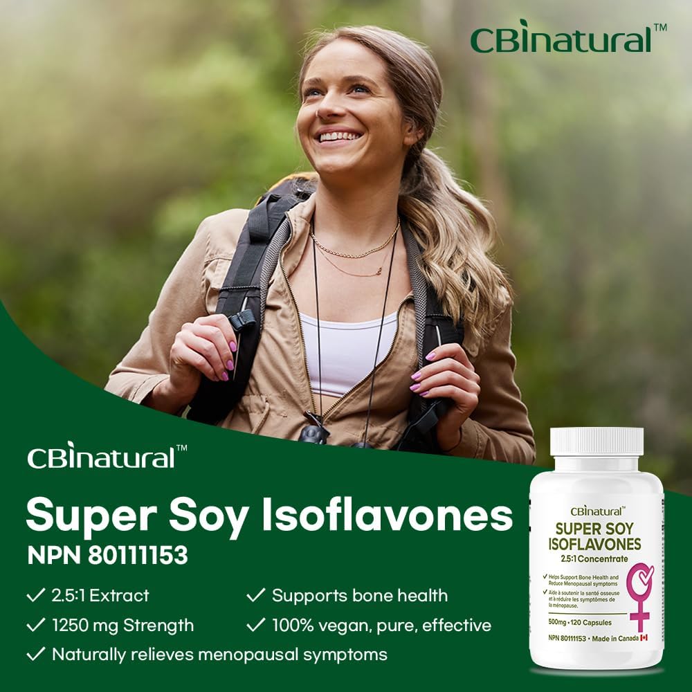 1250 mg Strength CBI Natural Super Soy Isoflavones Extract - 120 Vegan Capsules for 4-Month Supply