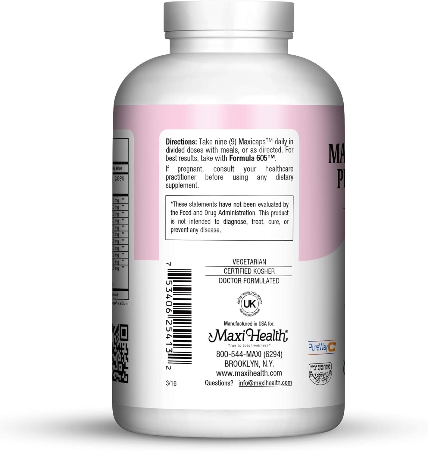 135 Ounce Maxi Health Lactation Pure & More Supplement for Nursing Mothers