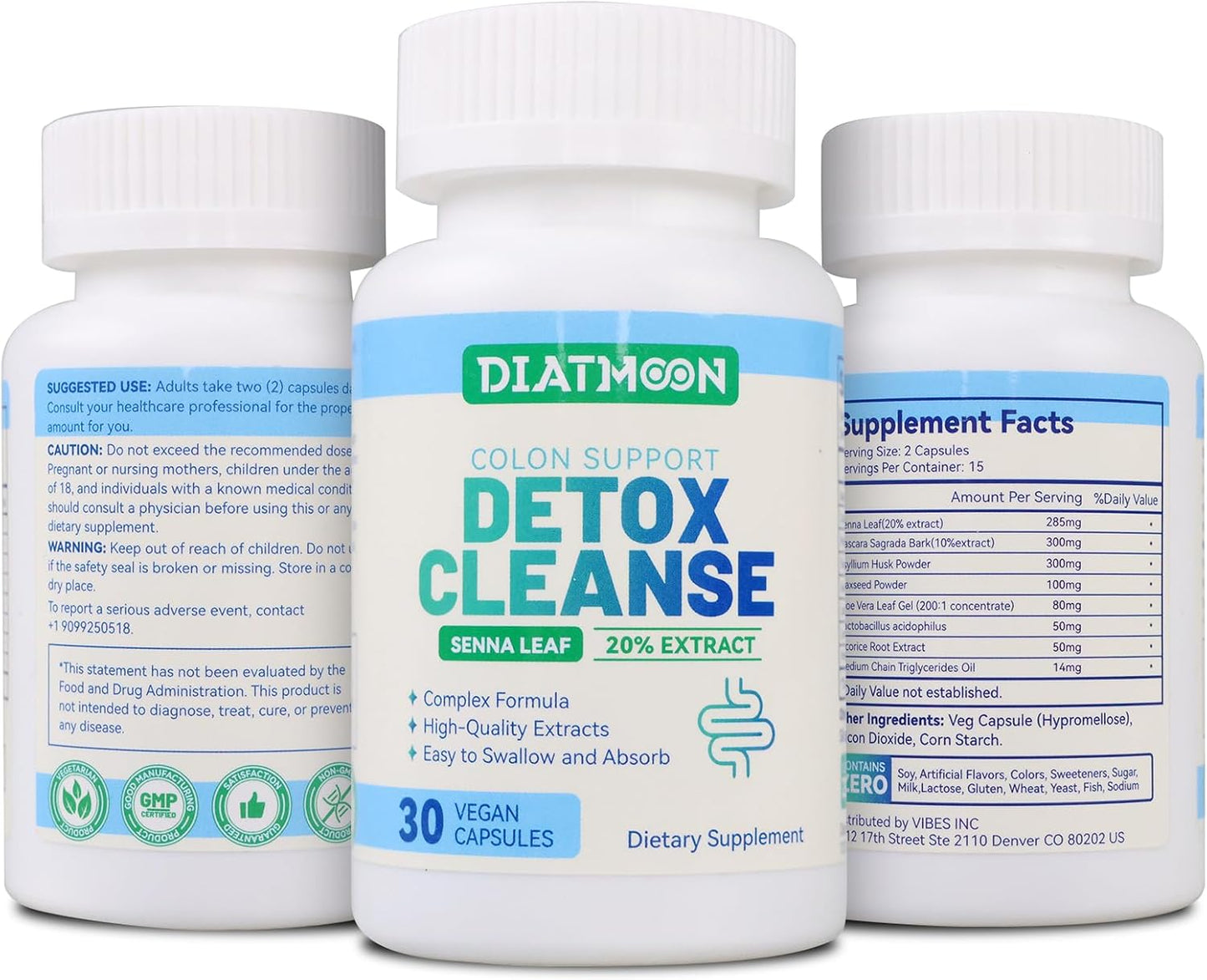 15-Day DIATOMACEOUS EARTH Gut Cleanse Capsules, Colon Support & Detox, Non-GMO, Vegan, Gluten-Free, 30ct