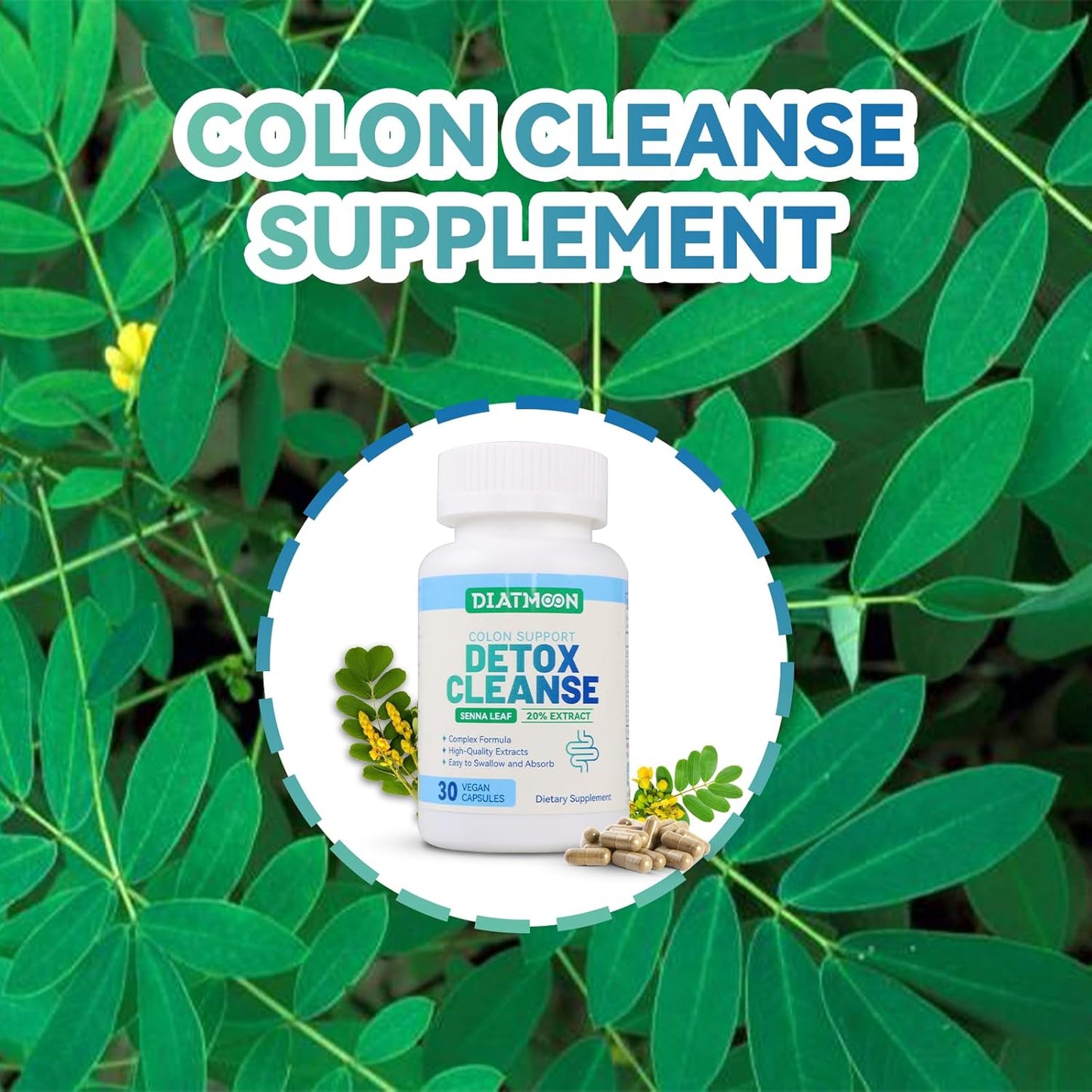 15-Day DIATOMACEOUS EARTH Gut Cleanse Capsules, Colon Support & Detox, Non-GMO, Vegan, Gluten-Free, 30ct