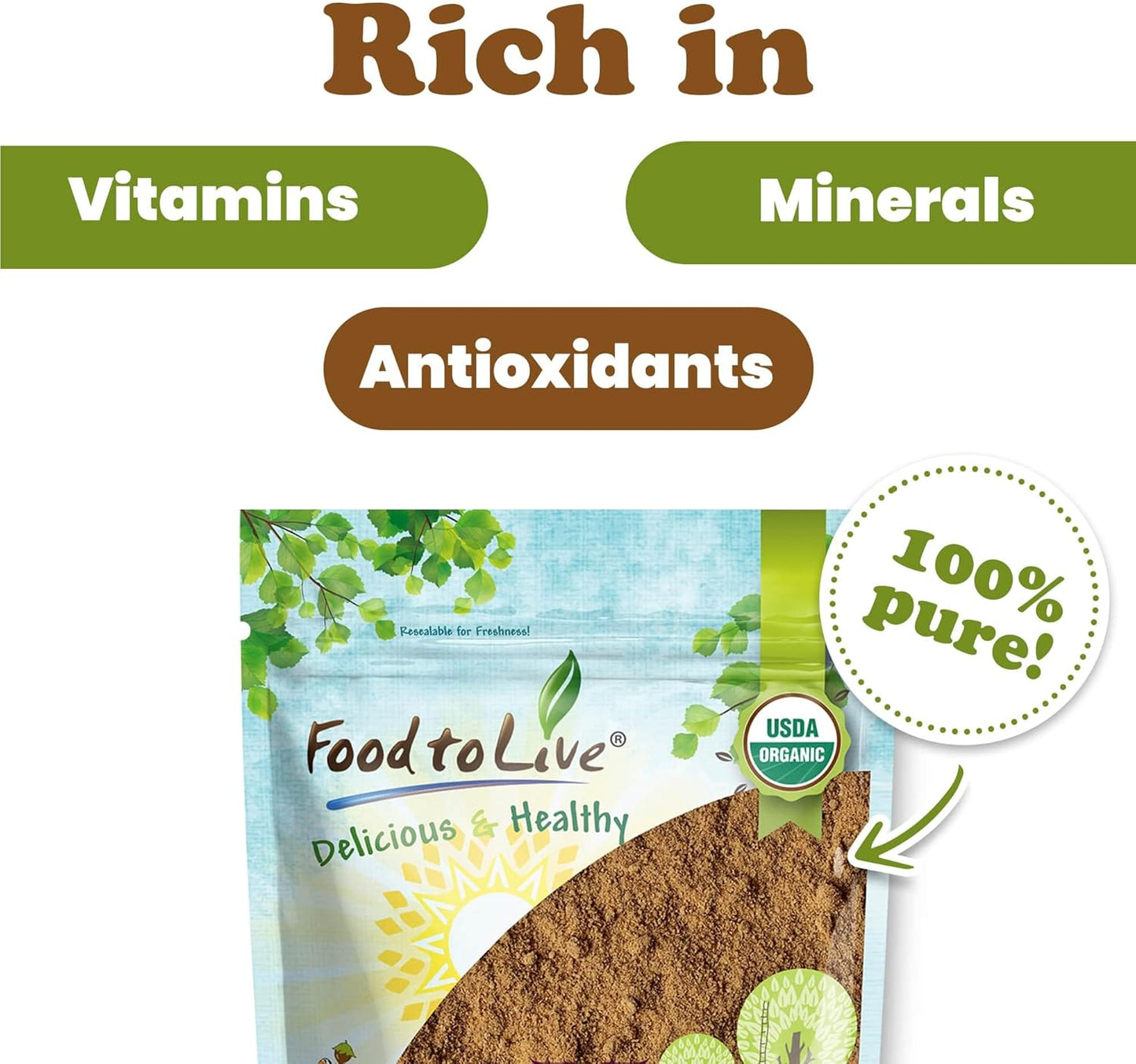 1.5 lb Food to Live Organic Red Reishi Mushroom Powder - Vegan Superfood for Immunity & Wellness, High in Antioxidants, Non-GMO, Pure for Smoothies