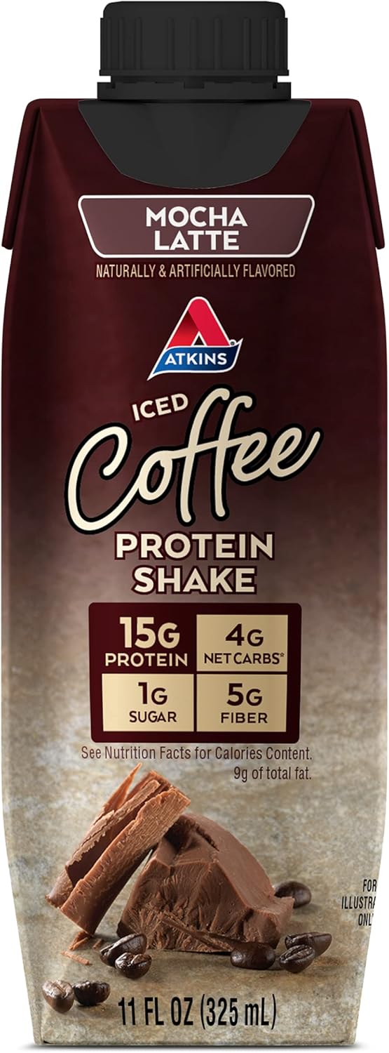 15 Pack Atkins Mocha Latte Gluten-Free Protein Shake - Keto-Friendly