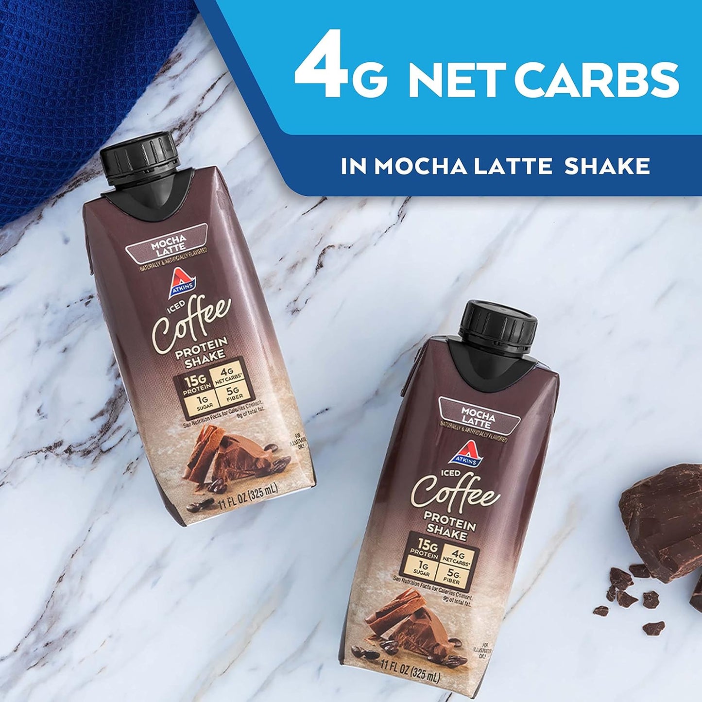 15 Pack Atkins Mocha Latte Gluten-Free Protein Shake - Keto-Friendly