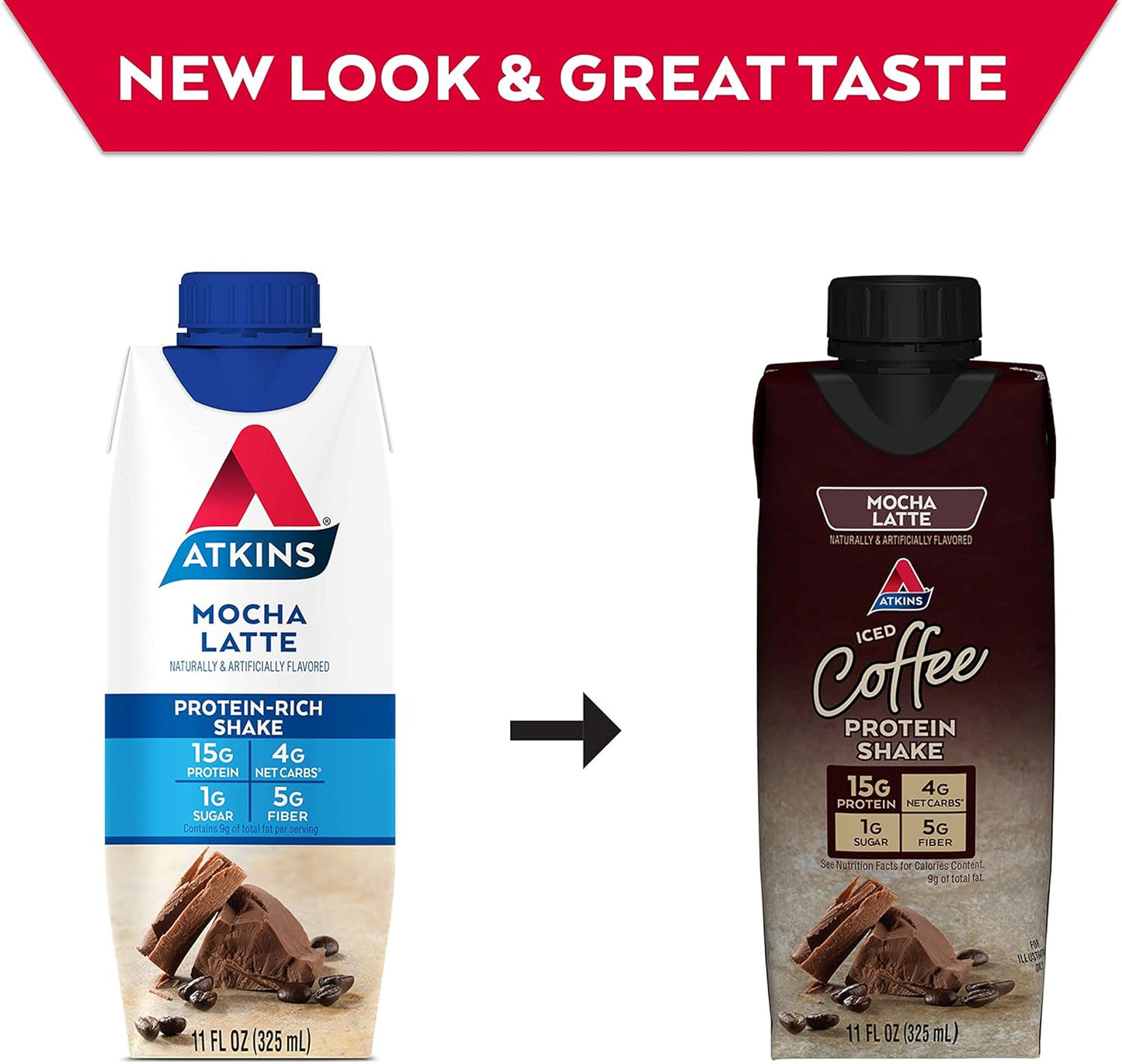 15 Pack Atkins Mocha Latte Gluten-Free Protein Shake - Keto-Friendly
