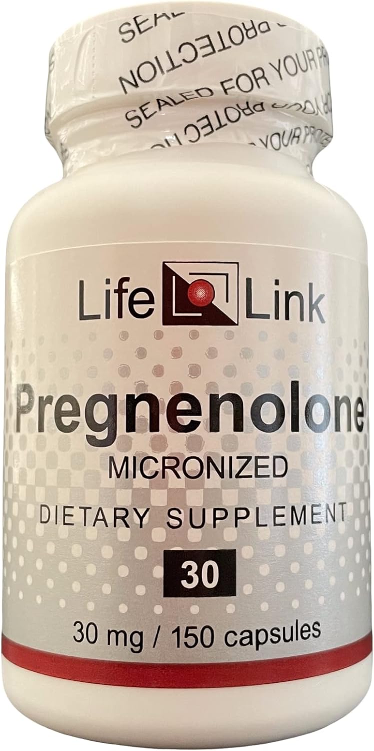 150 Capsules of LifeLink Pregnenolone 30mg for Immune System, Anti-Aging, Memory, and Cognition Support - Gluten Free, Non-GMO, Made in USA