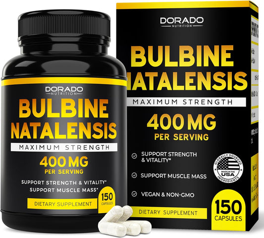 150 Count Bulbine Natalensis Extract Capsules - 400mg Per Serving - Ultra Concentrated Formula for Vitality, Strength, Muscle Mass - Gluten Free, Non-GMO - Made in USA - 3rd Party Tested