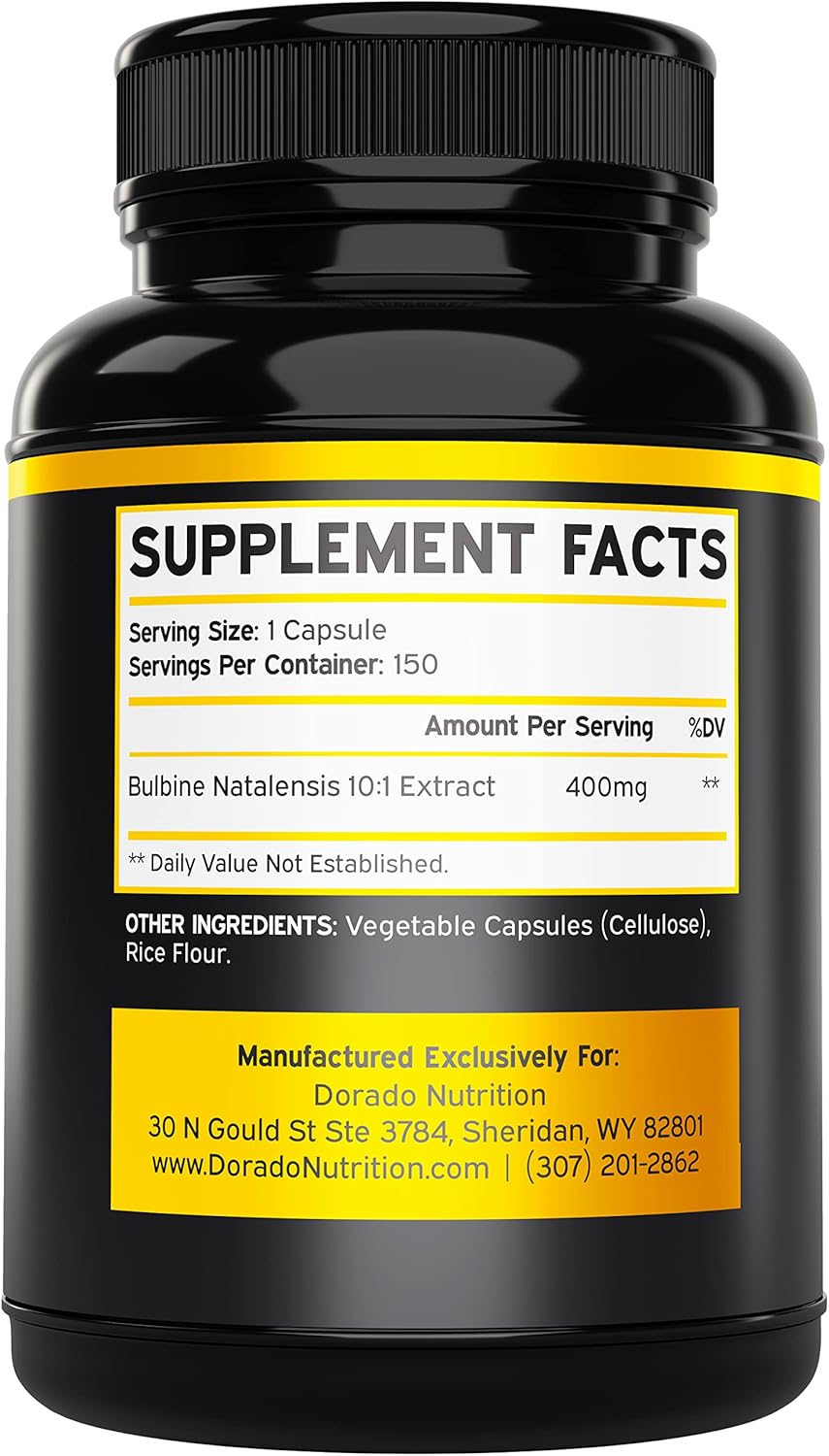 150 Count Bulbine Natalensis Extract Capsules - 400mg Per Serving - Ultra Concentrated Formula for Vitality, Strength, Muscle Mass - Gluten Free, Non-GMO - Made in USA - 3rd Party Tested