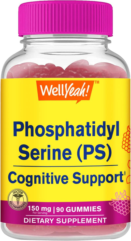 150mg Phosphatidylserine Gummies for Cognitive Support - Raspberry Flavor - Gluten Free - Non GMO - 60 Count