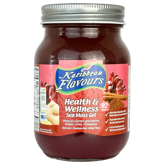 16 Oz Karibbean Flavours Sea Moss Gel with Sorrel Hibiscus - Organic and Ethically Harvested, Rich in Vitamins and Minerals