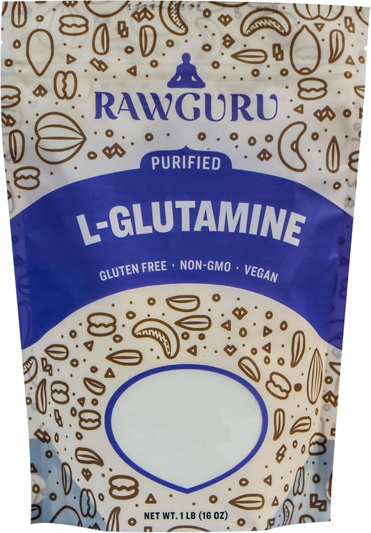 16 oz RawGuru L-Glutamine: Purified, Gluten-Free, Non-GMO, Vegan - Enhance Protein Synthesis & Prevent Muscle Breakdown