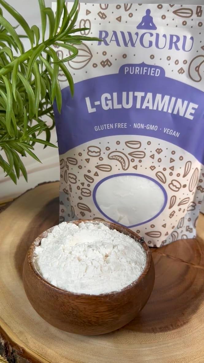 16 oz RawGuru L-Glutamine: Purified, Gluten-Free, Non-GMO, Vegan - Enhance Protein Synthesis & Prevent Muscle Breakdown