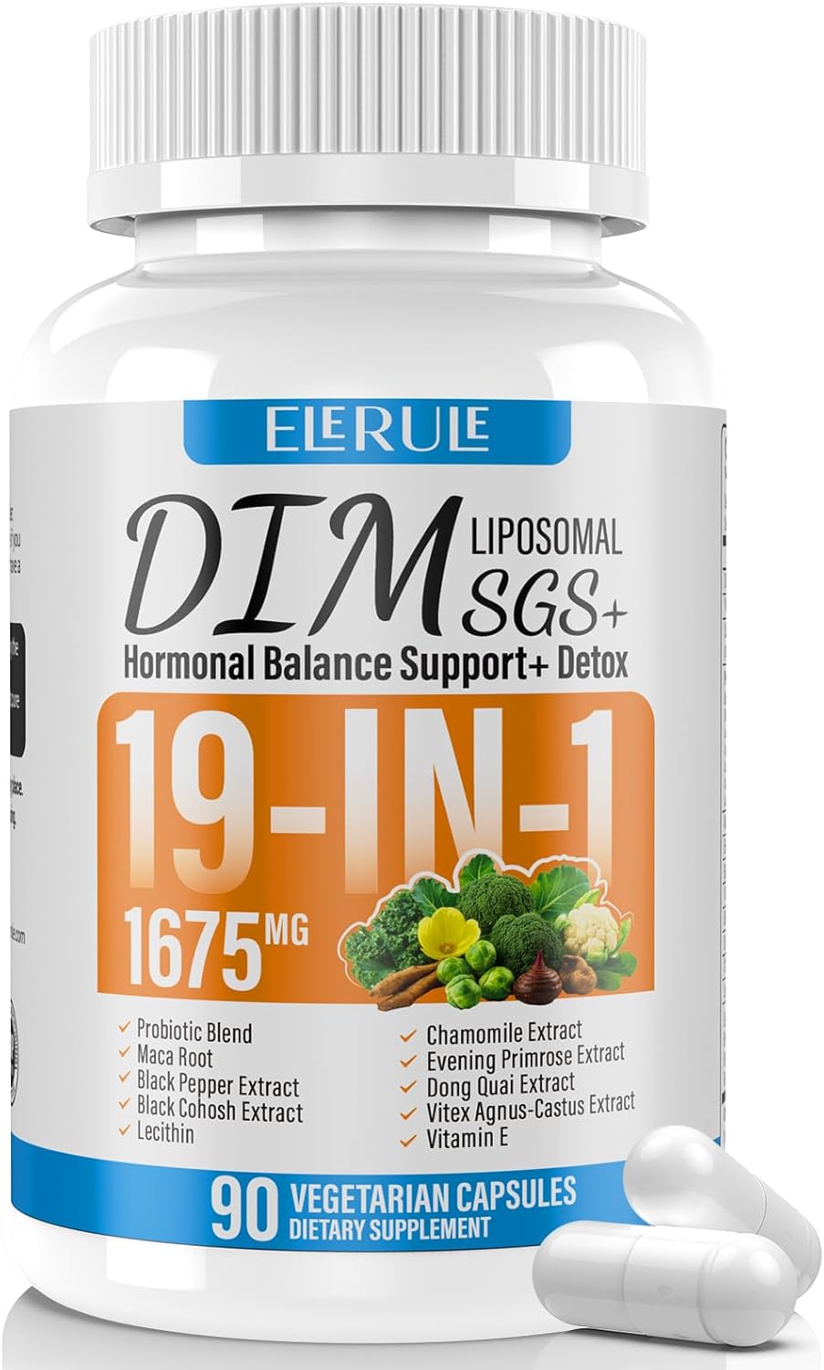 1675mg DIM Supplement for Estrogen Balance in Women & Men - Hormonal Acne & Menopause Support - Antioxidant - 90 Veggie Capsules