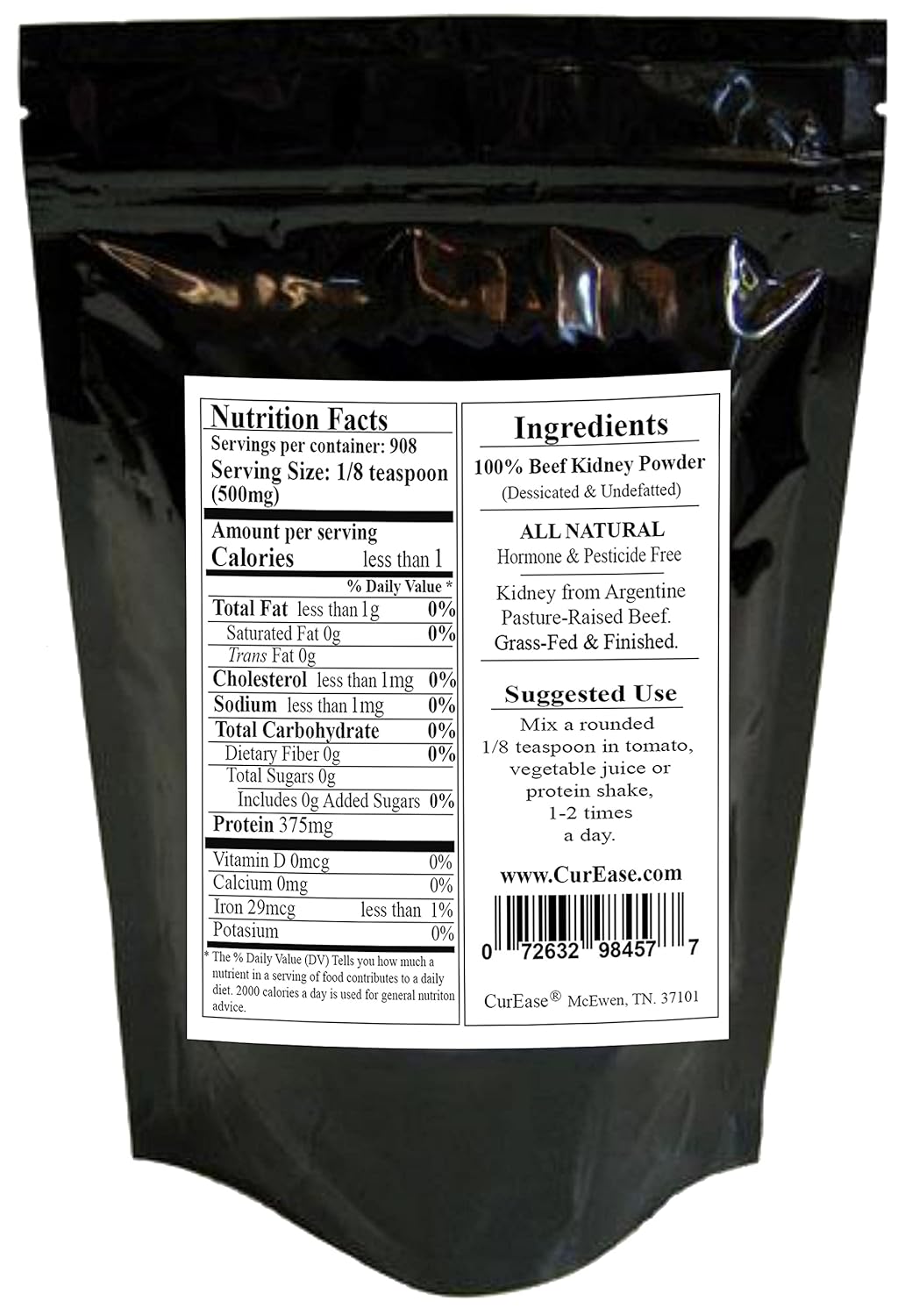 16oz Grass Fed & Finished Argentine Beef Kidney Powder - 908 Servings