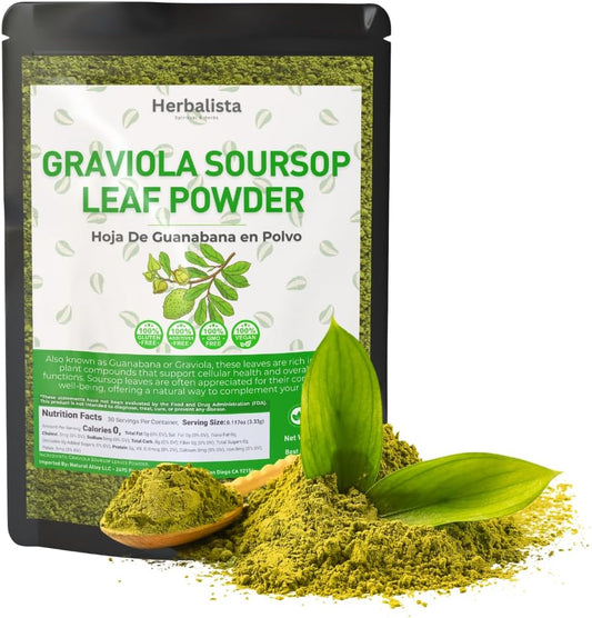 16oz Pure Soursop Leaf Powder - Natural Graviola Hoja de Guanábana from Mexico | Gluten-Free, Sugar-Free, Vegan | Premium Quality