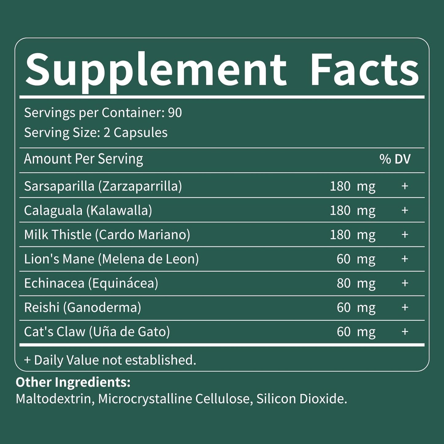 180-Capsule Fuenvegtal Kalawalla Liver Detox & Immunity Booster - Natural Support with Lion's Mane Extract & Sarsaparilla - Liver Cleanse Supplement