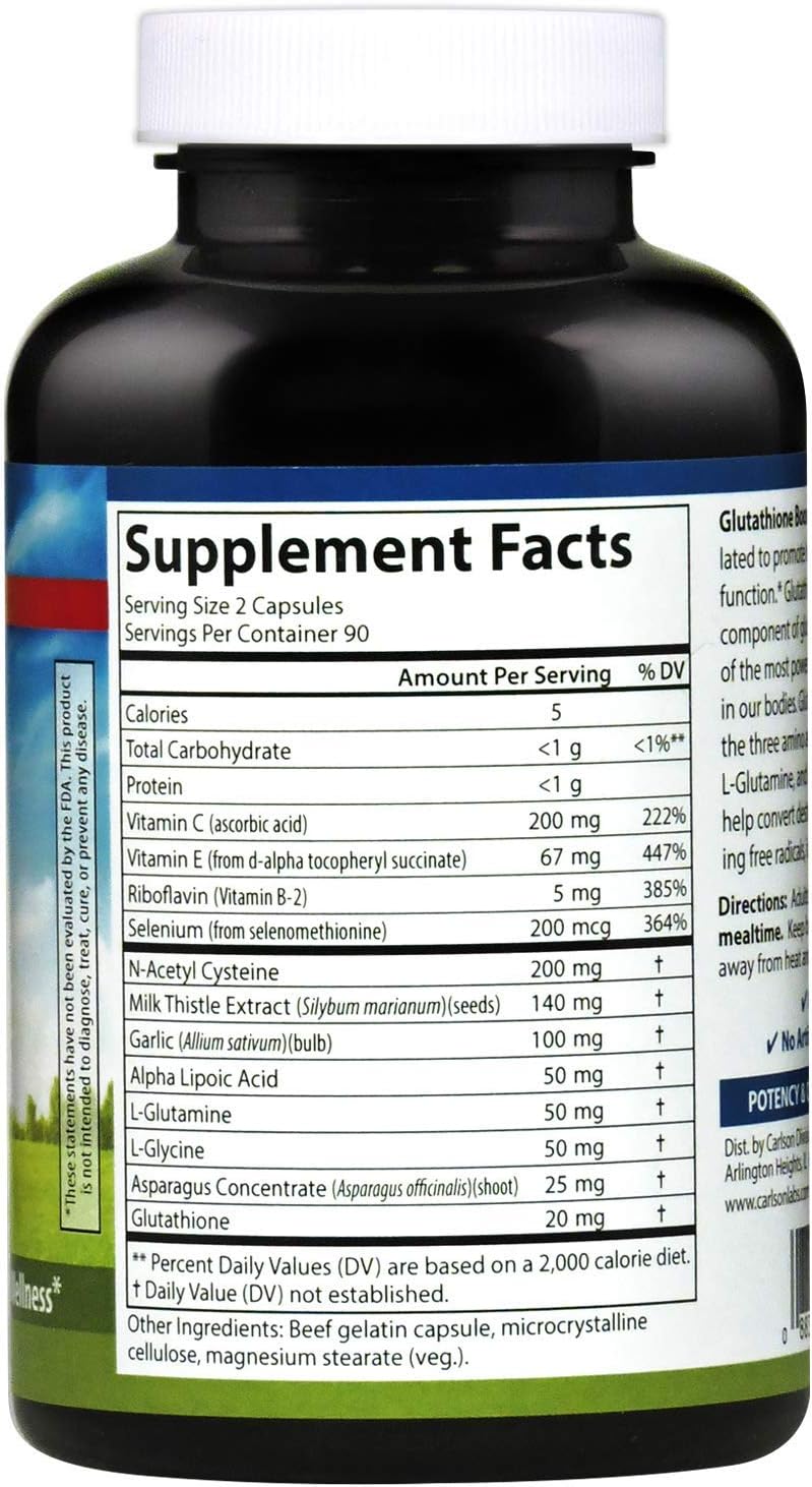 180 Capsules Carlson Labs Glutathione Booster for Enhanced Antioxidant Support