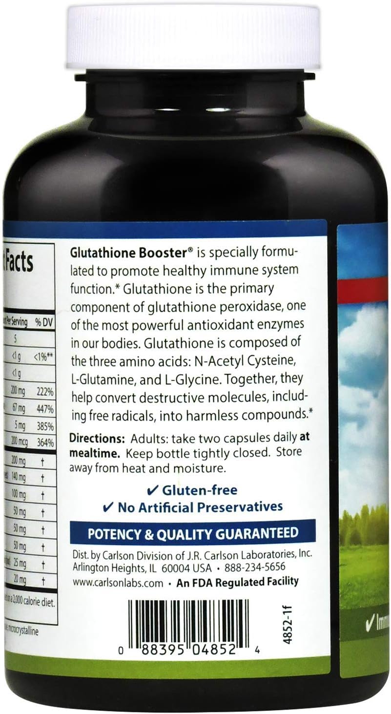 180 Capsules Carlson Labs Glutathione Booster for Enhanced Antioxidant Support