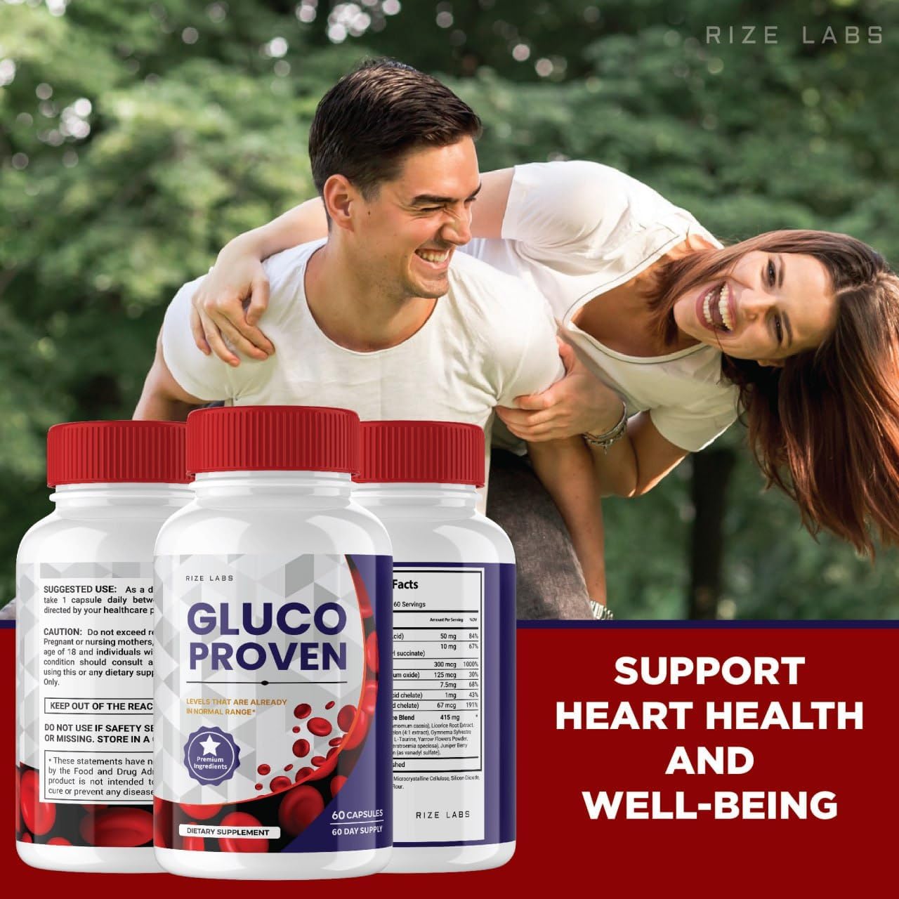 180 Capsules of rize labs Gluco Proven - Advanced Formula Supplement for Maximum Strength Support, All-Natural and Organic Non-GMO Formula