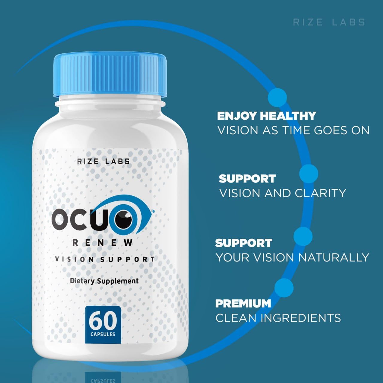 180 Capsules of rize labs Ocurenew Vision Support Supplement for Improved Vision Health and Focus, All-Natural Eye Function Support