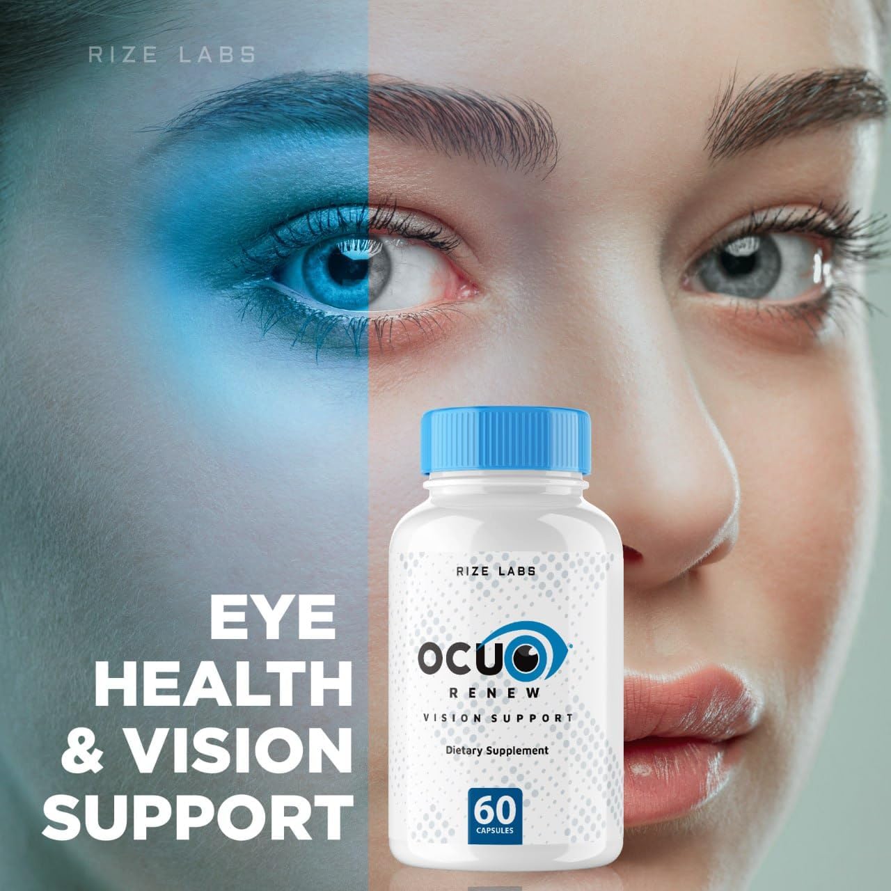 180 Capsules of rize labs Ocurenew Vision Support Supplement for Improved Vision Health and Focus, All-Natural Eye Function Support
