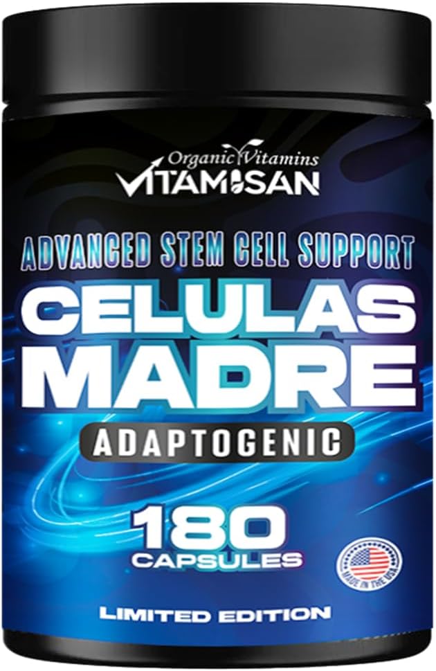 180 Capsules Vitamisan Stem Cell Blue Green Algae Supplement - Non GMO & Gluten Free AFA - Lion’s Mane Beta Glucan for Healthy Aging & Immune Support - Spirulina Celula Madre Product