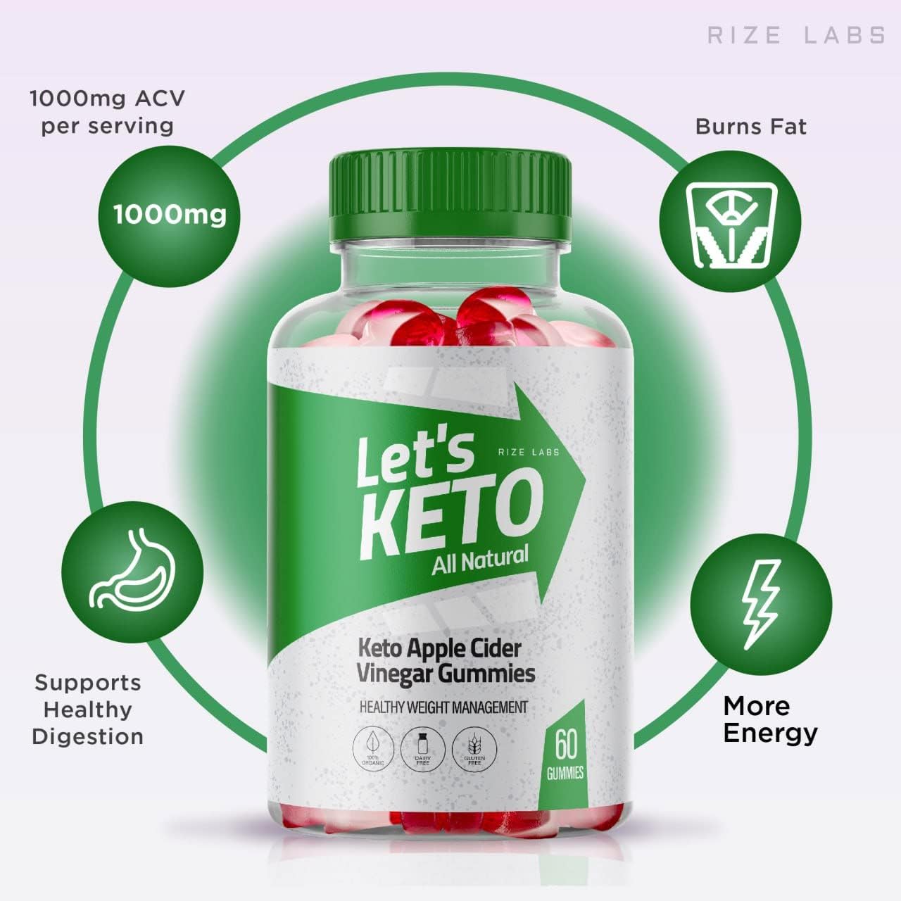 180 Count Keto Apple Cider Vinegar Gummies for Weight Management - All Natural Ingredients - Pack of 3