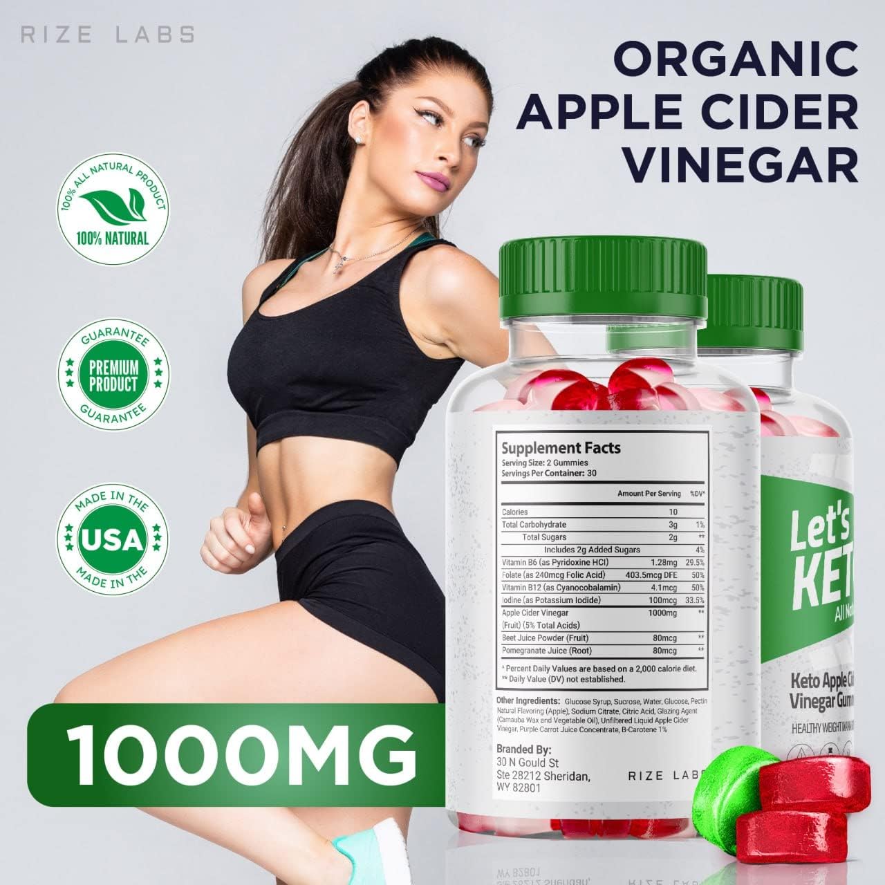 180 Count Keto Apple Cider Vinegar Gummies for Weight Management - All Natural Ingredients - Pack of 3