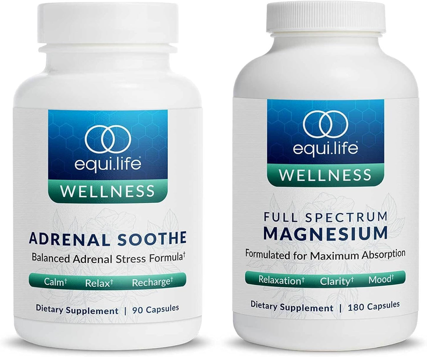 180 ct. Equilife Full Spectrum Magnesium & 90 ct. Adrenal Soothe Bundle - Mood & Energy Support, Vegan & Non-GMO Supplement