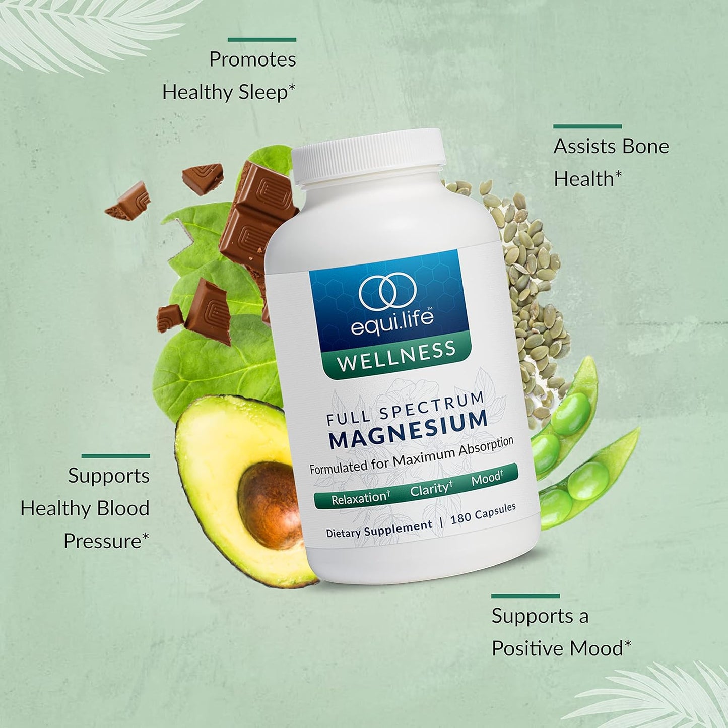 180 ct. Equilife Full Spectrum Magnesium & 90 ct. Adrenal Soothe Bundle - Mood & Energy Support, Vegan & Non-GMO Supplement