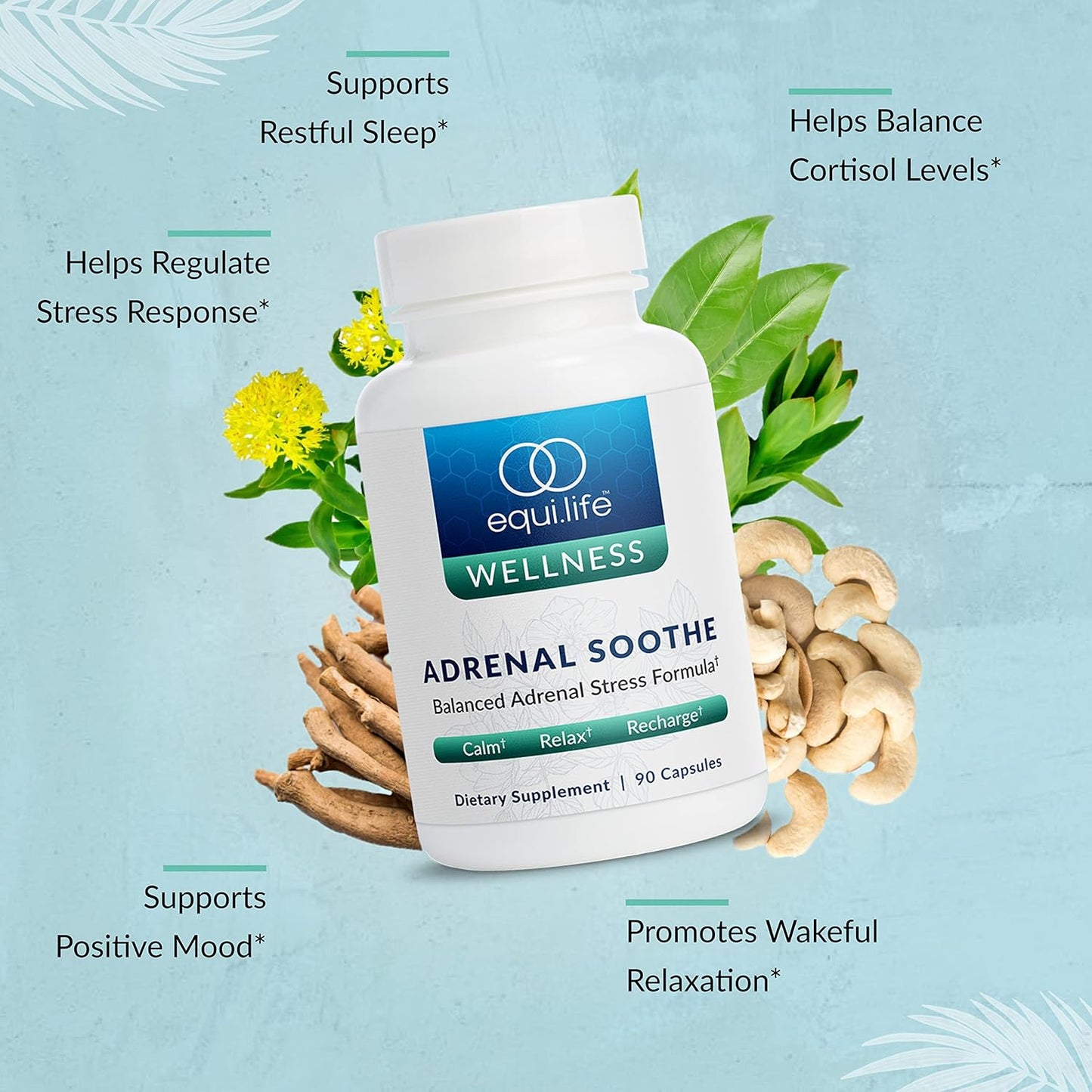 180 ct. Equilife Full Spectrum Magnesium & 90 ct. Adrenal Soothe Bundle - Mood & Energy Support, Vegan & Non-GMO Supplement