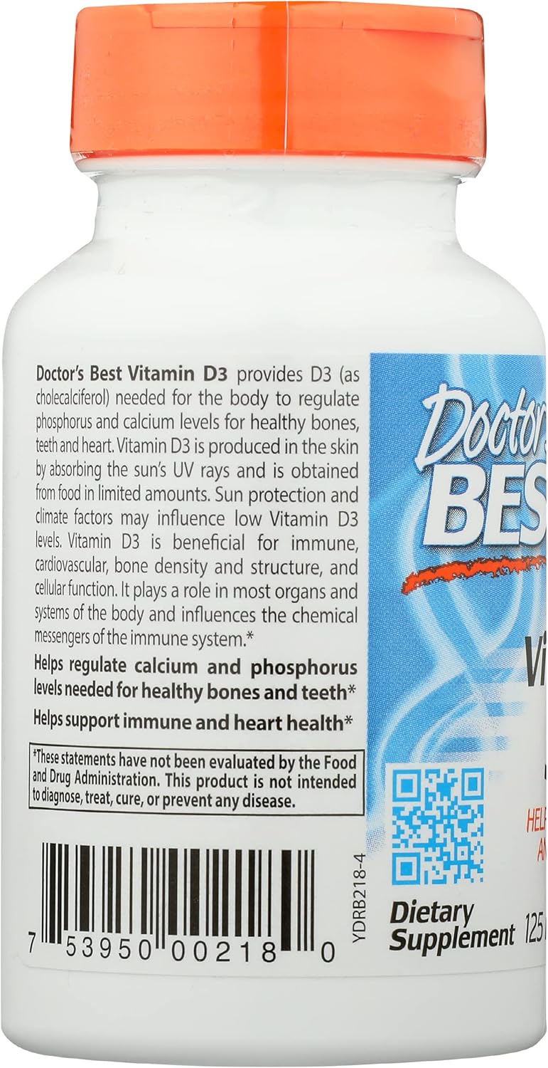 180 Non-GMO Doctor's Best Vitamin D3 5000IU Softgels