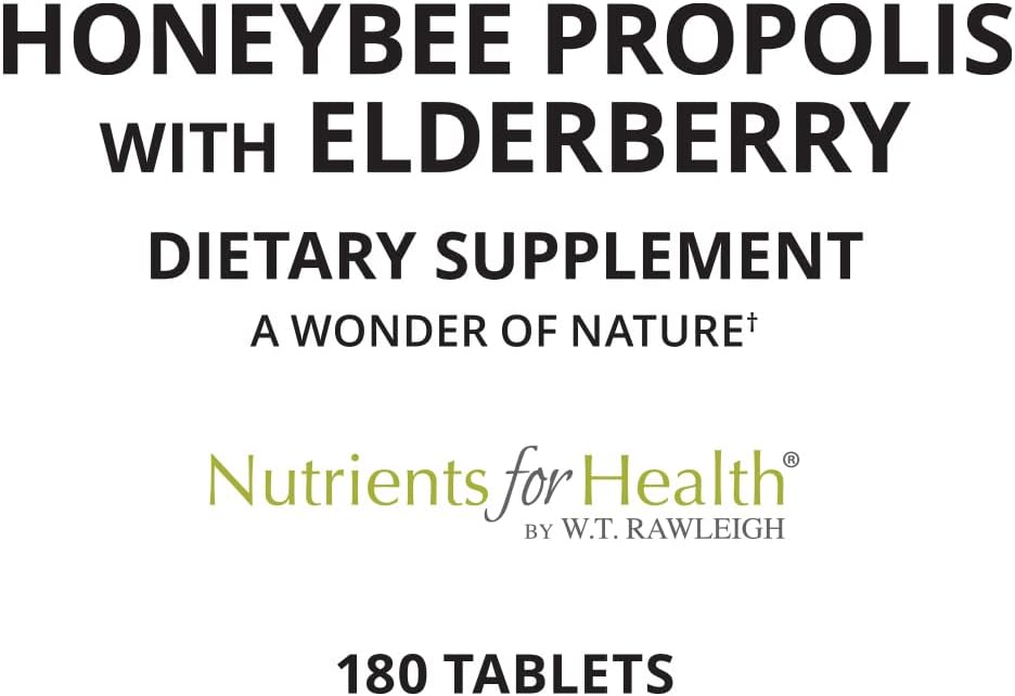 180 Tablets Rawleigh Honeybee Propolis with Elderberry: Vegetarian Immune Health Supplement