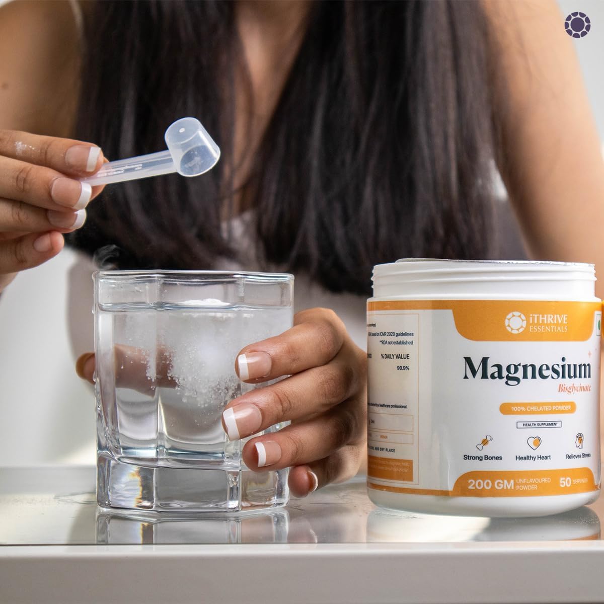 180gm iTh.rive Esse.ntials Magnesium Bisglycinate Chelated Powder - 60 Servings for Sleep & Recovery, Nerve Function, Muscle Health - 90.9% DV