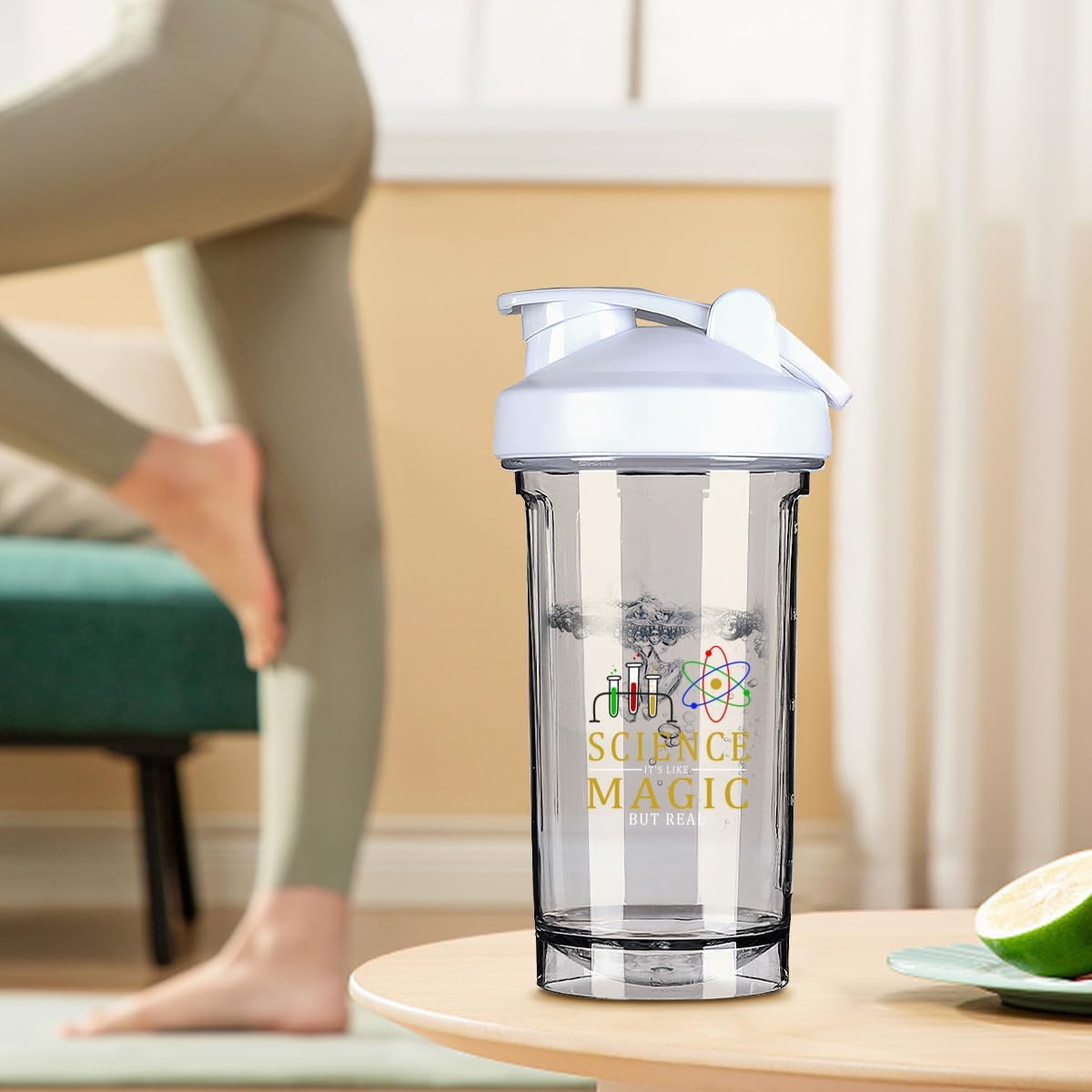 18oz Leak-proof Shaker Bottle for Pre-Workout Protein and Meal Replacement Shakes - White Color