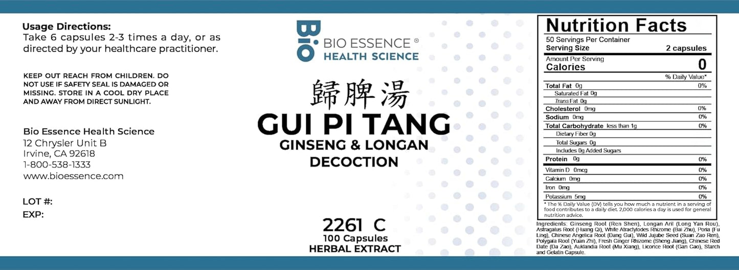 2 Bottles Bio Essence Health Science 2261C GUI Pi Tang Capsules with Ginseng & Longan Decoction