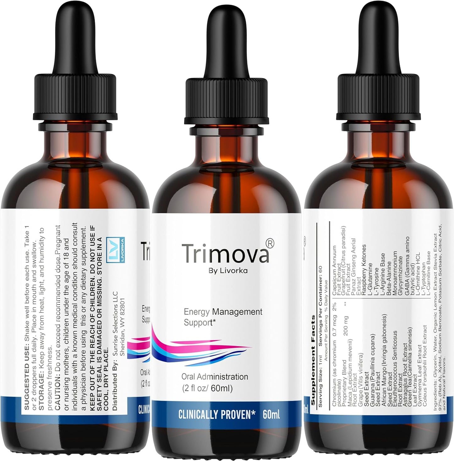 2 Bottles of LIVORKA Trimova Liquid Drops Advanced Formula for Metabolism Support, 60-Day Supply