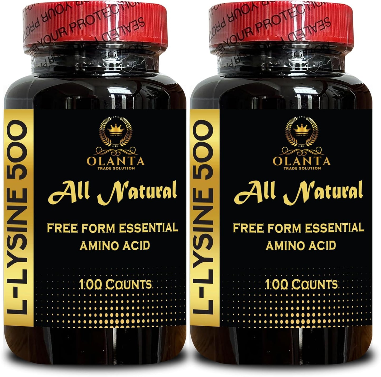 2 Bottles Olanta Trade Solution L-Lysine 500 Amino Acid Capsules for Immune Function & Energy Support - Menopause Supplements for Women, Post-Workout Recovery with Vitamins, Minerals & Herbs