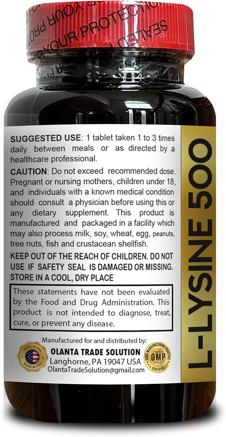 2 Bottles Olanta Trade Solution L-Lysine 500 Amino Acid Capsules for Immune Function & Energy Support - Menopause Supplements for Women, Post-Workout Recovery with Vitamins, Minerals & Herbs