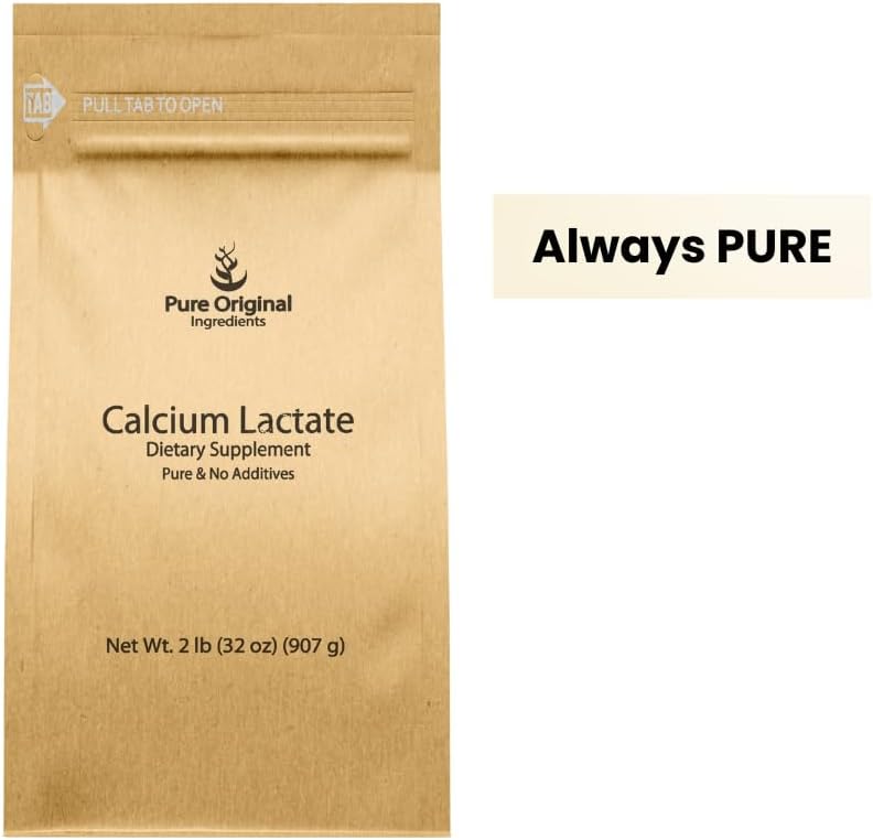 2 lb Calcium Lactate Powder - Pure Original Ingredients, Electrolyte & Calcium Supplement