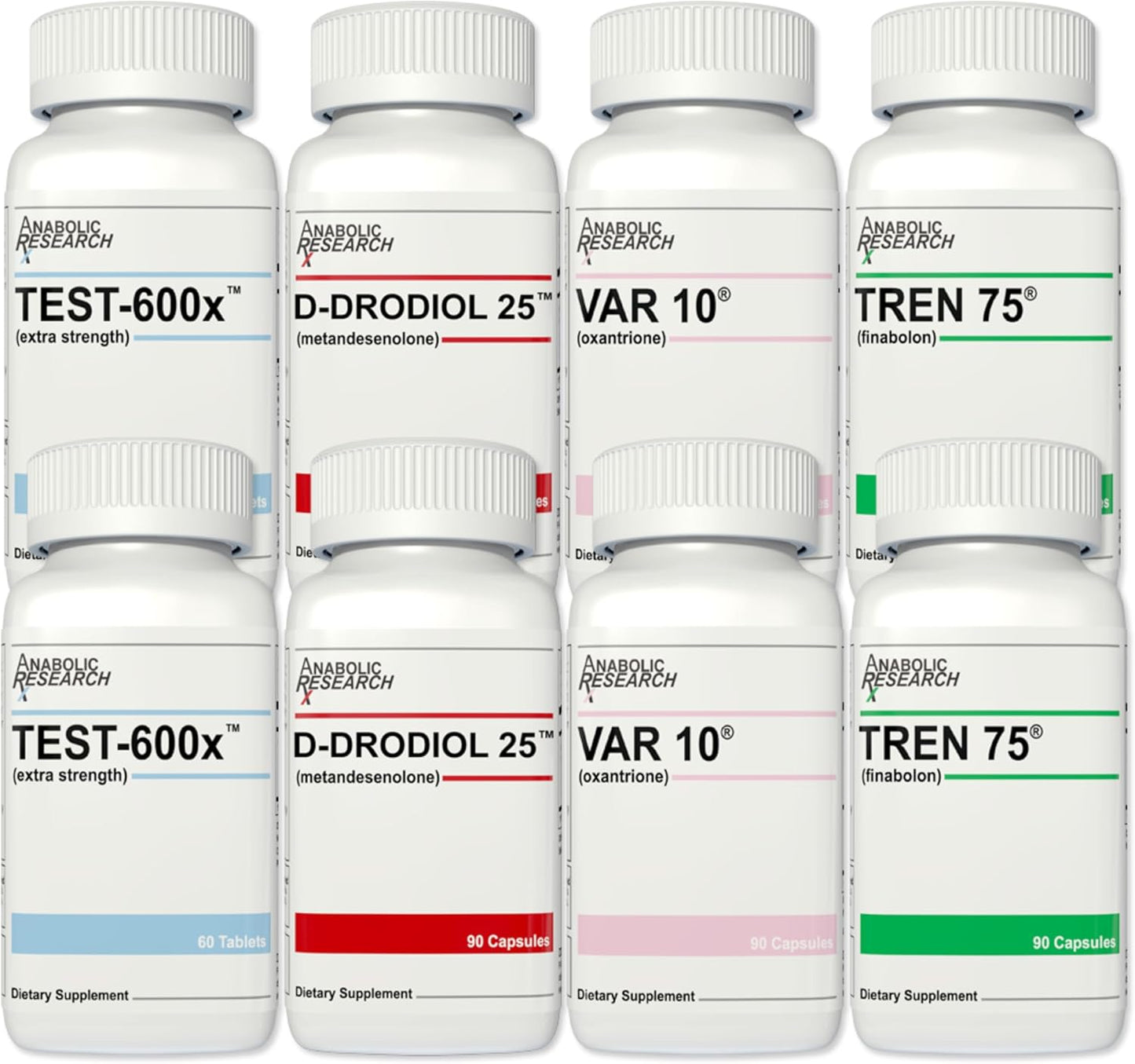 2-Month Supply Anabolic Research Strength Stack +Plus with Test Support System - Test-600x, D-drol 25, VAR 10, Tren 75 - Boost Strength and Performance