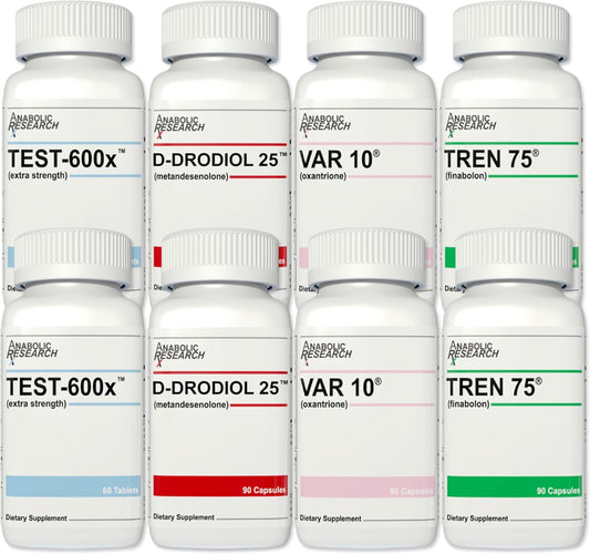 2-Month Supply Anabolic Research Strength Stack +Plus with Test Support System - Test-600x, D-drol 25, VAR 10, Tren 75 - Boost Strength and Performance