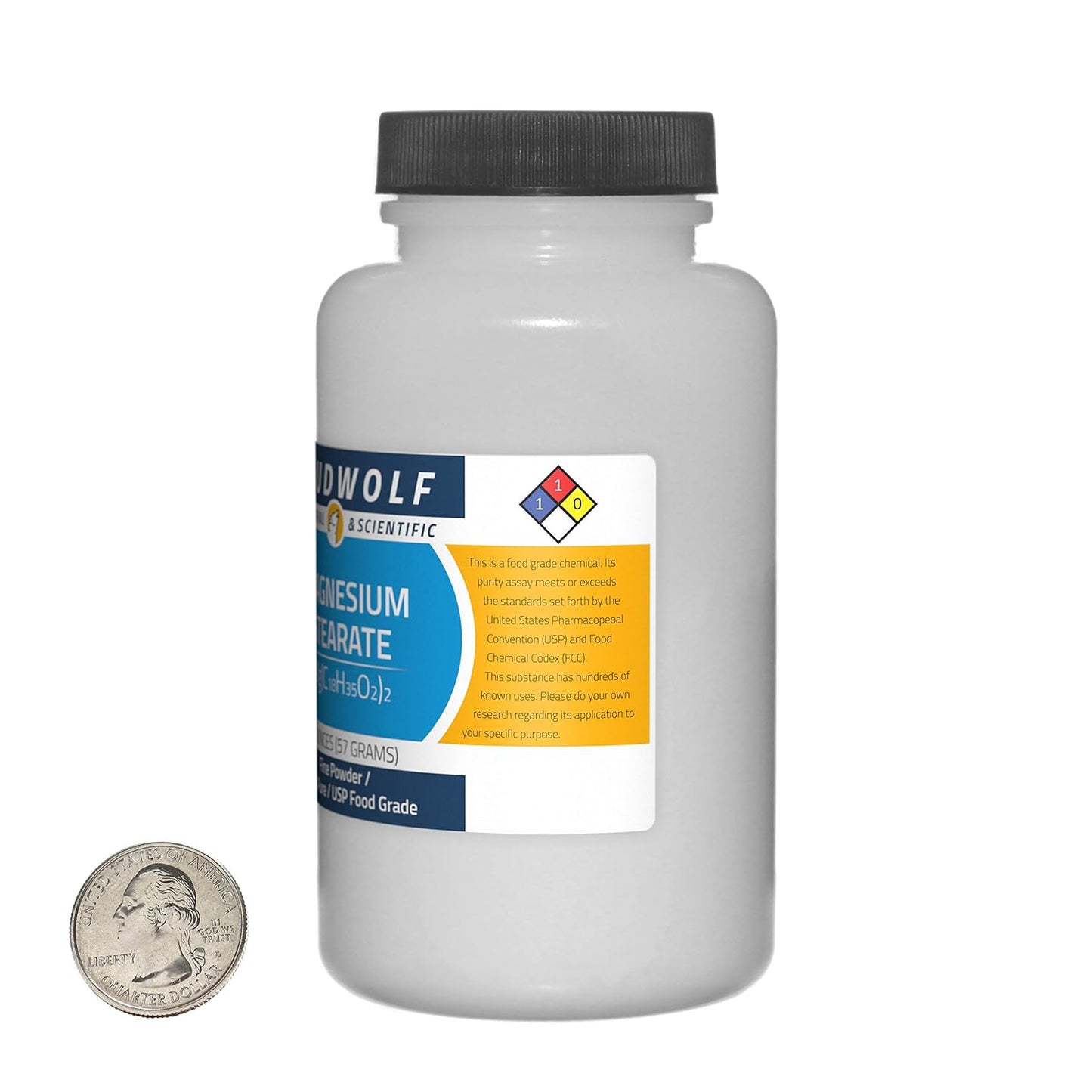2 Ounce Bottle of 100% Pure USP Food Grade Magnesium Stearate Fine Powder by Loudwolf
