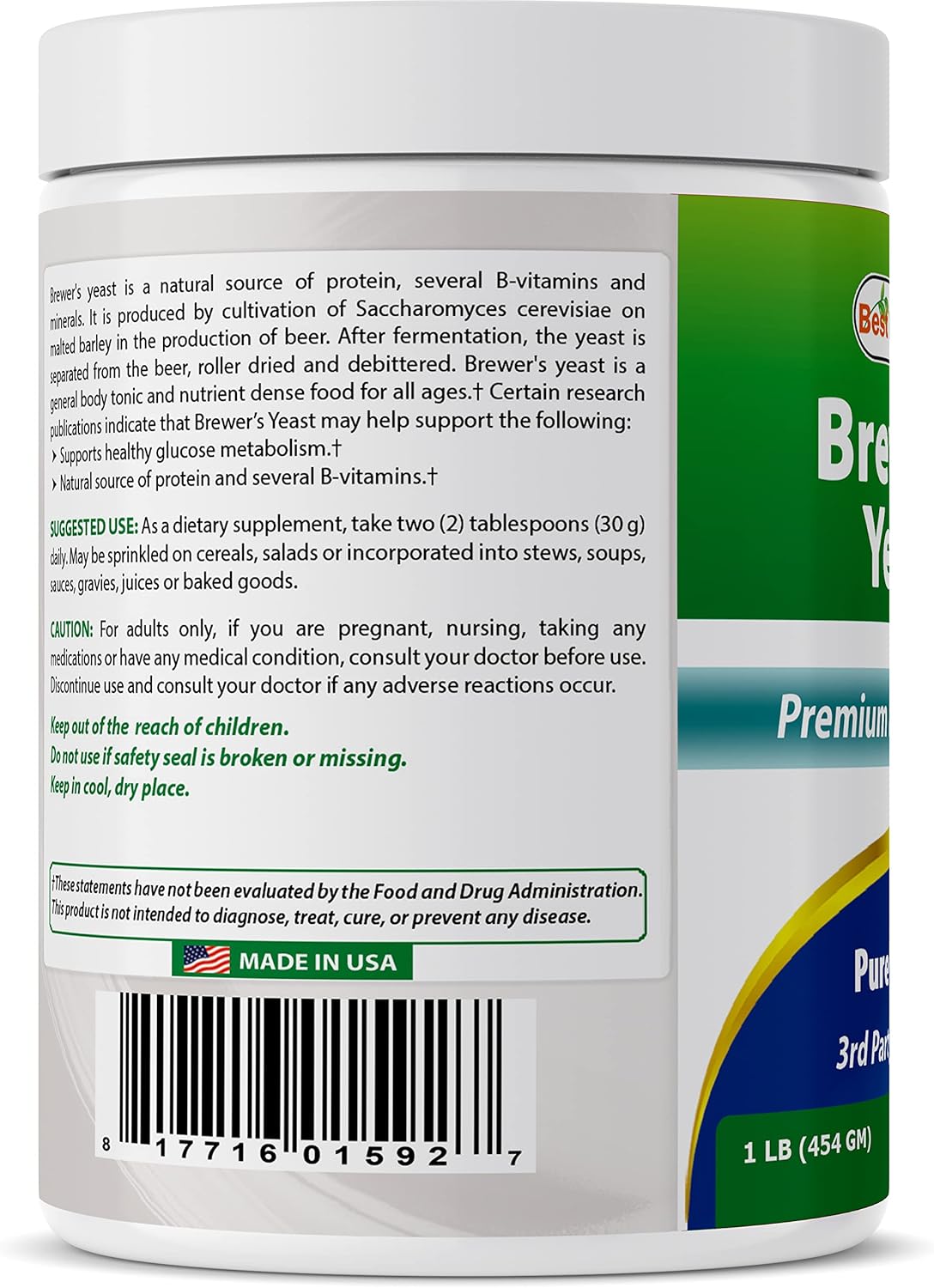2-Pack Best Naturals 100% Pure Brewers Yeast Powder - 16 oz - Promotes Breast Milk Supply, Lactation, Digestive Health